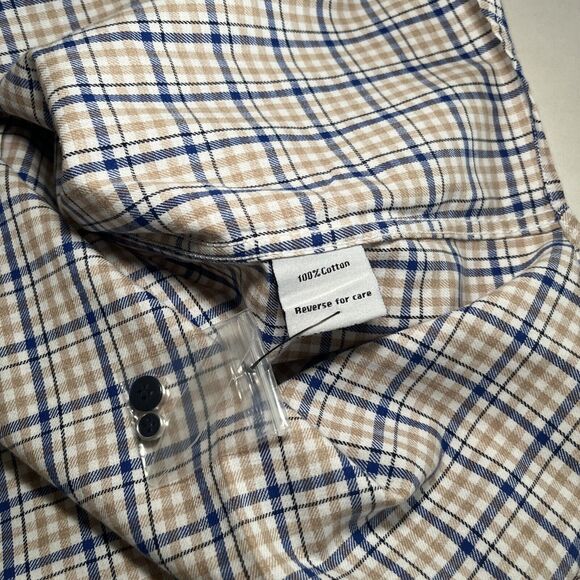 Paisley & Gray Shirt Mens XL Blue Beige Plaid 100% Cotton Slim Fit Button-Up NWT - Picture 8 of 12